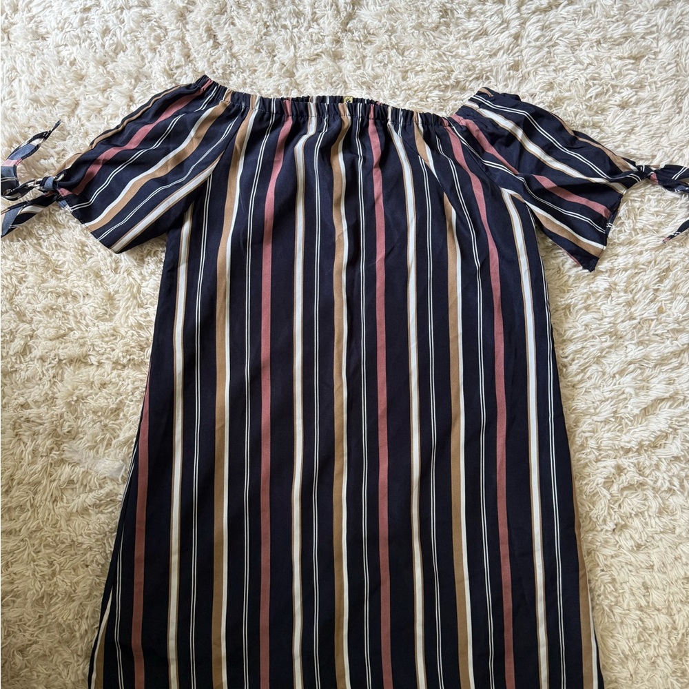 STYLE Striped Off-Shoulder Dress